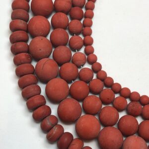 Matte Red Jasper Gemstone Beads. Full 15" strand of AA/AAA grade beads, available in 4-10mm and 5x8mm rondelle. Travellers protection stone.