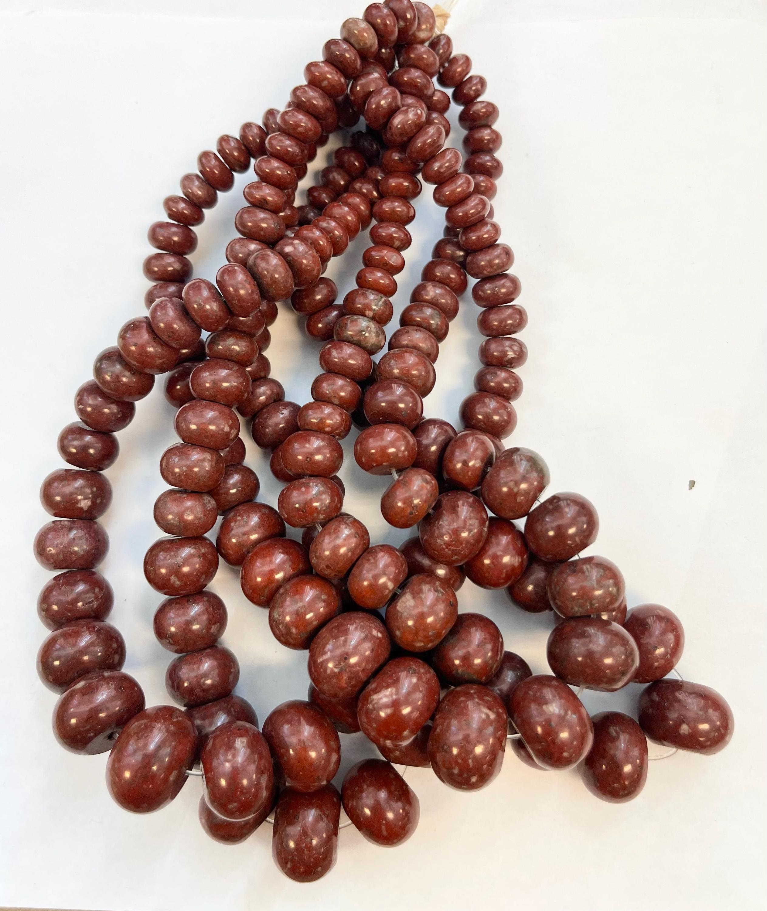 Natural Red Jasper 10x6mm 20x15mm Graduated Rondelle Gemstone Bead 15.5 Inch Strand