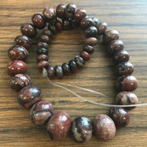 Natural Red Jasper 10x6mm 20x15mm Graduated Rondelle Gemstone Bead 15.5 inch strand