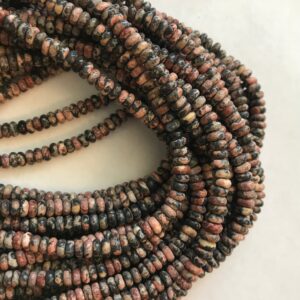 Natural Red Jasper 4x2mm Rondelle Gemstone Beads -15.5 inch strand