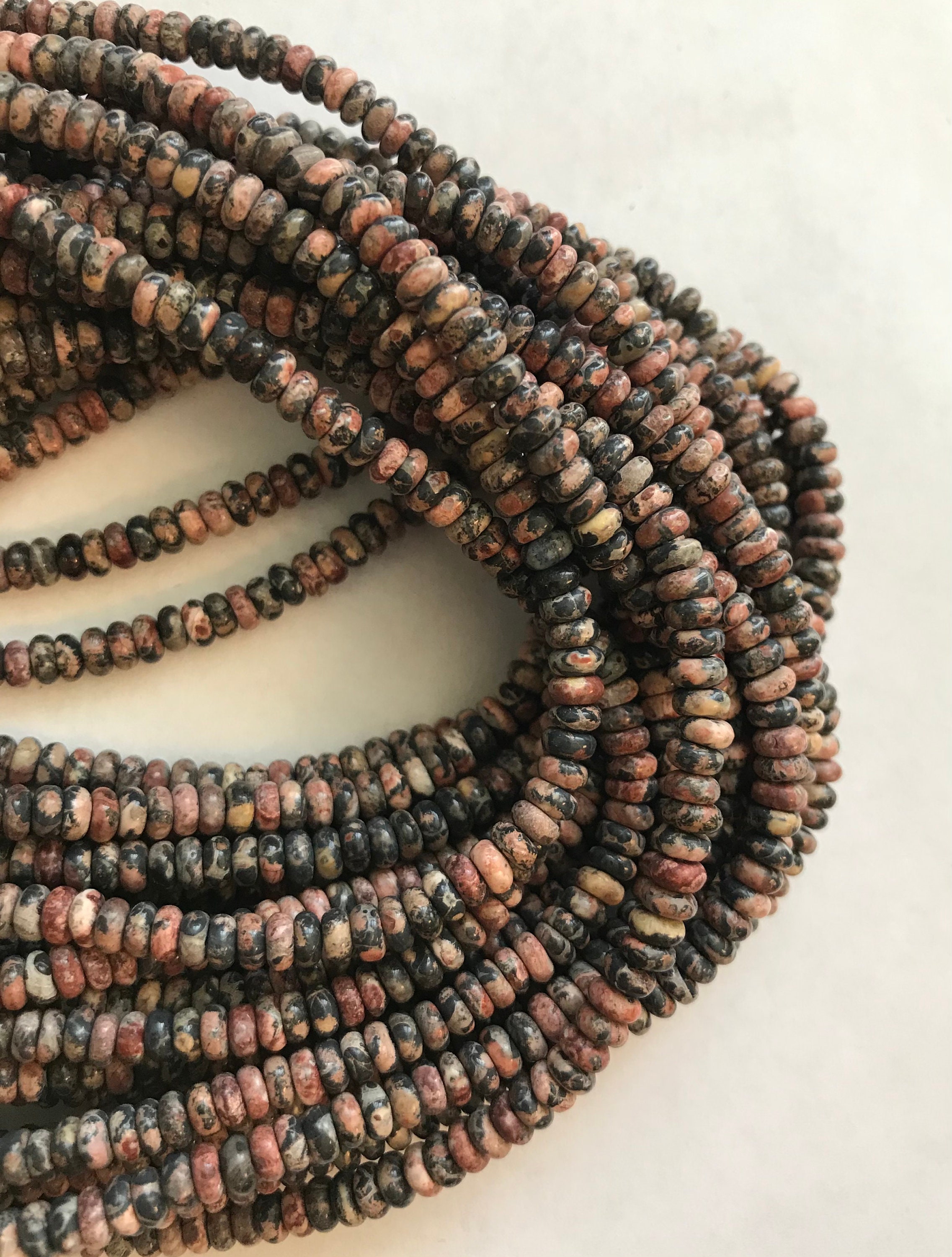 Natural Red Jasper 4x2mm Rondelle Gemstone Beads -15.5 Inch Strand