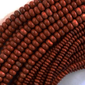 Natural Red Jasper Rondelle Button Beads 15" Strand 2x4mm 4x6mm 5x8mm