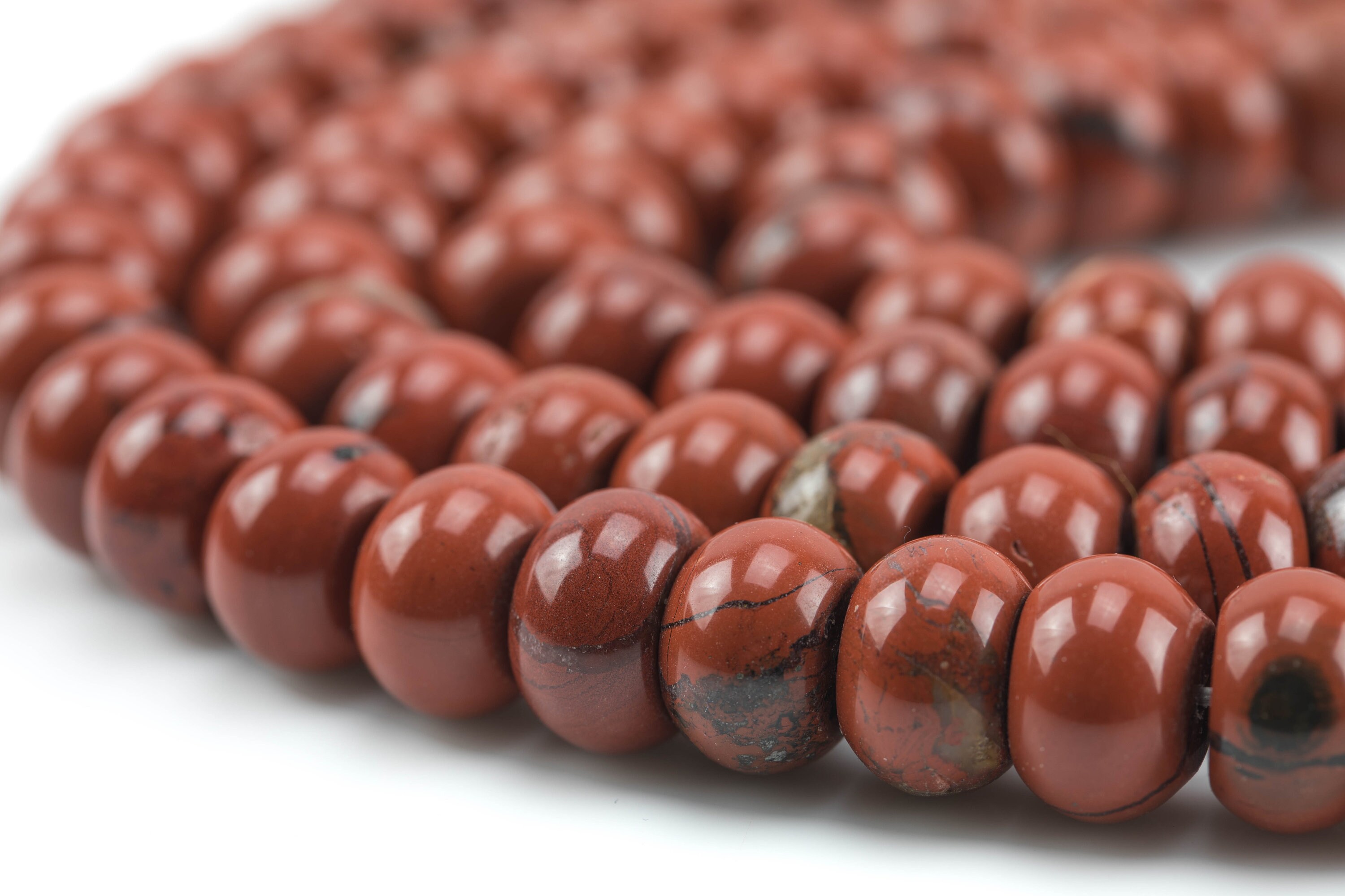 Natural Red Jasper Puffy Roundel Shape- High Quality- 12mm Full Strand 16" - 48 Pieces Aaa Quality Gemstone Beads