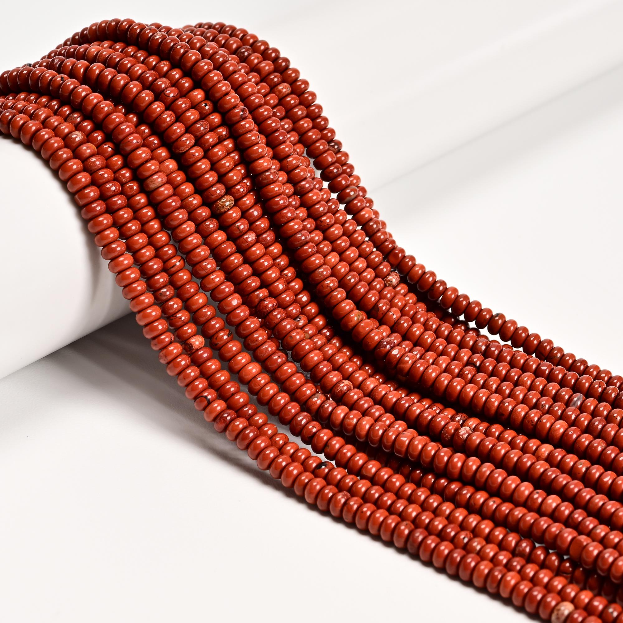 Natural Red Jasper Smooth Rondelle Beads Size 2x4mm 15.5" Strand Natural Red Jasper Smooth Rondelle Beads Size 2x4mm 15.5" Strand