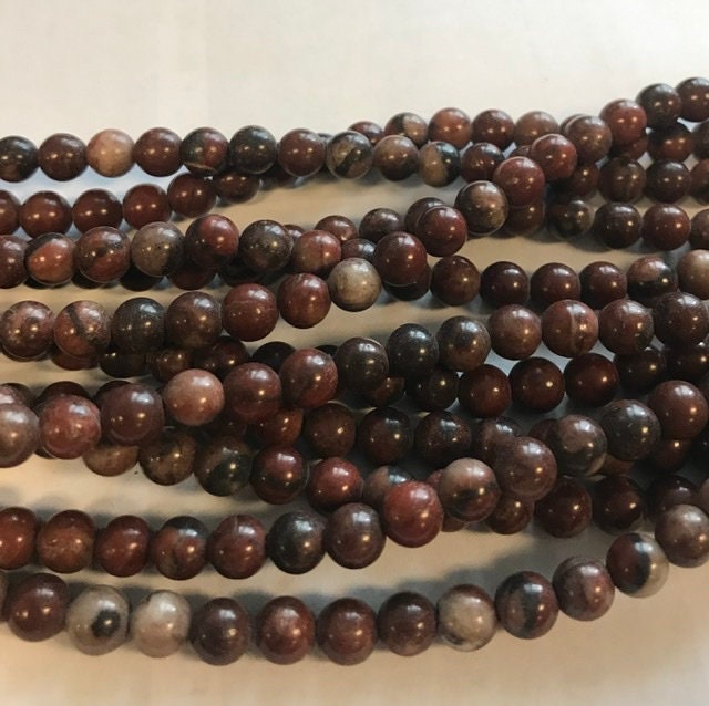 Red Jasper 6mm Round Natural Gemstone Bead -15.5 Inch Strand