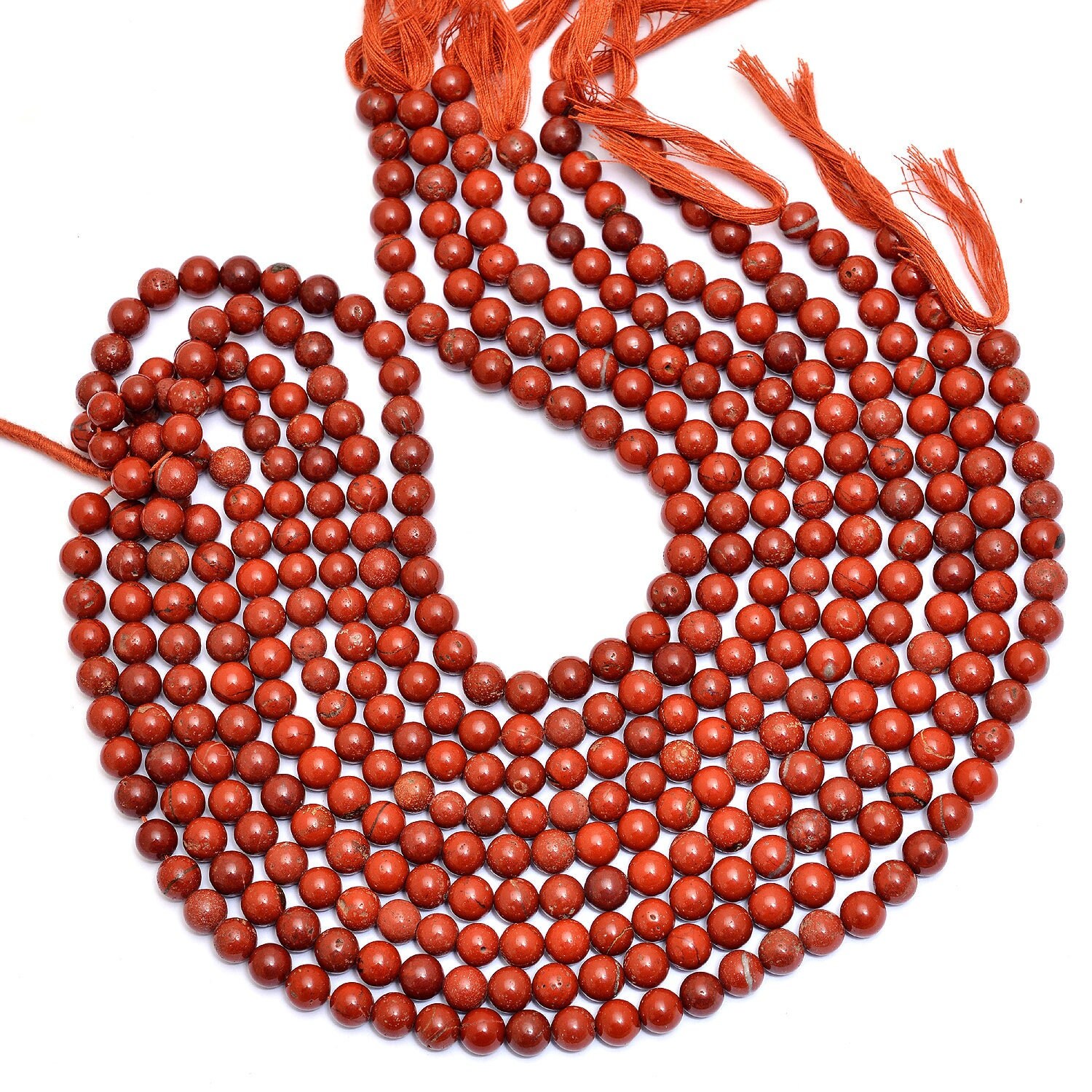 Red Jasper Gemstone Round Beads | Red Jasper 8mm Smooth Beads | Natural Semi Precious Gemstone Loose Beads For Jewelry Making | 13" Strand