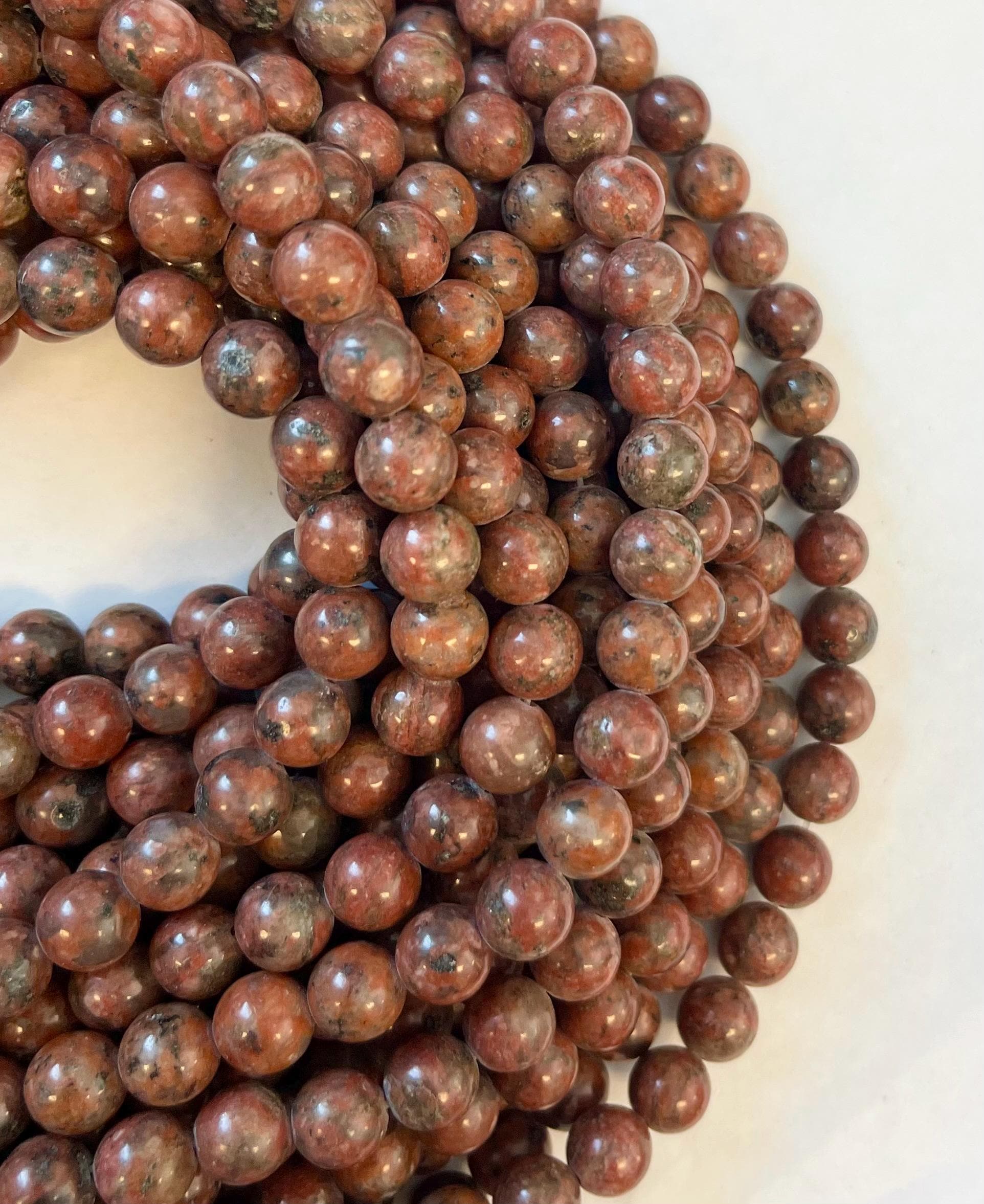 Natura Red Jasper 8mm Round Gemstone Beads --15.5 Inch Strand