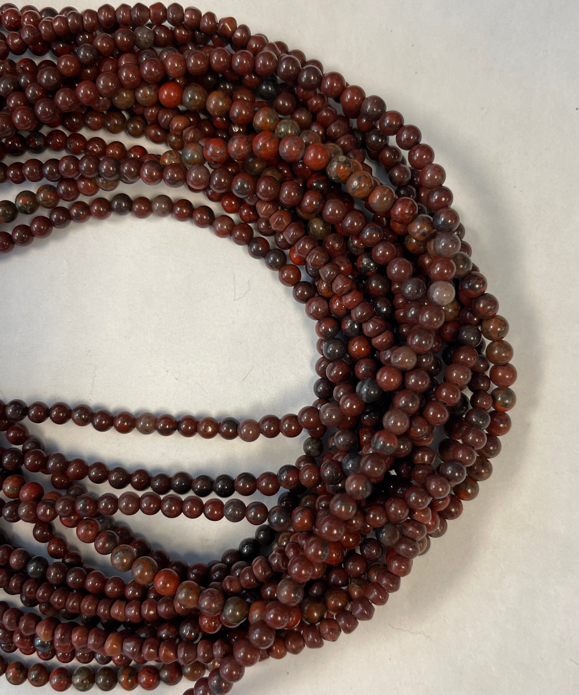 Natural Red Jasper 4mm Smooth  Round  Gemstone Bead--15.5 Inch Strand