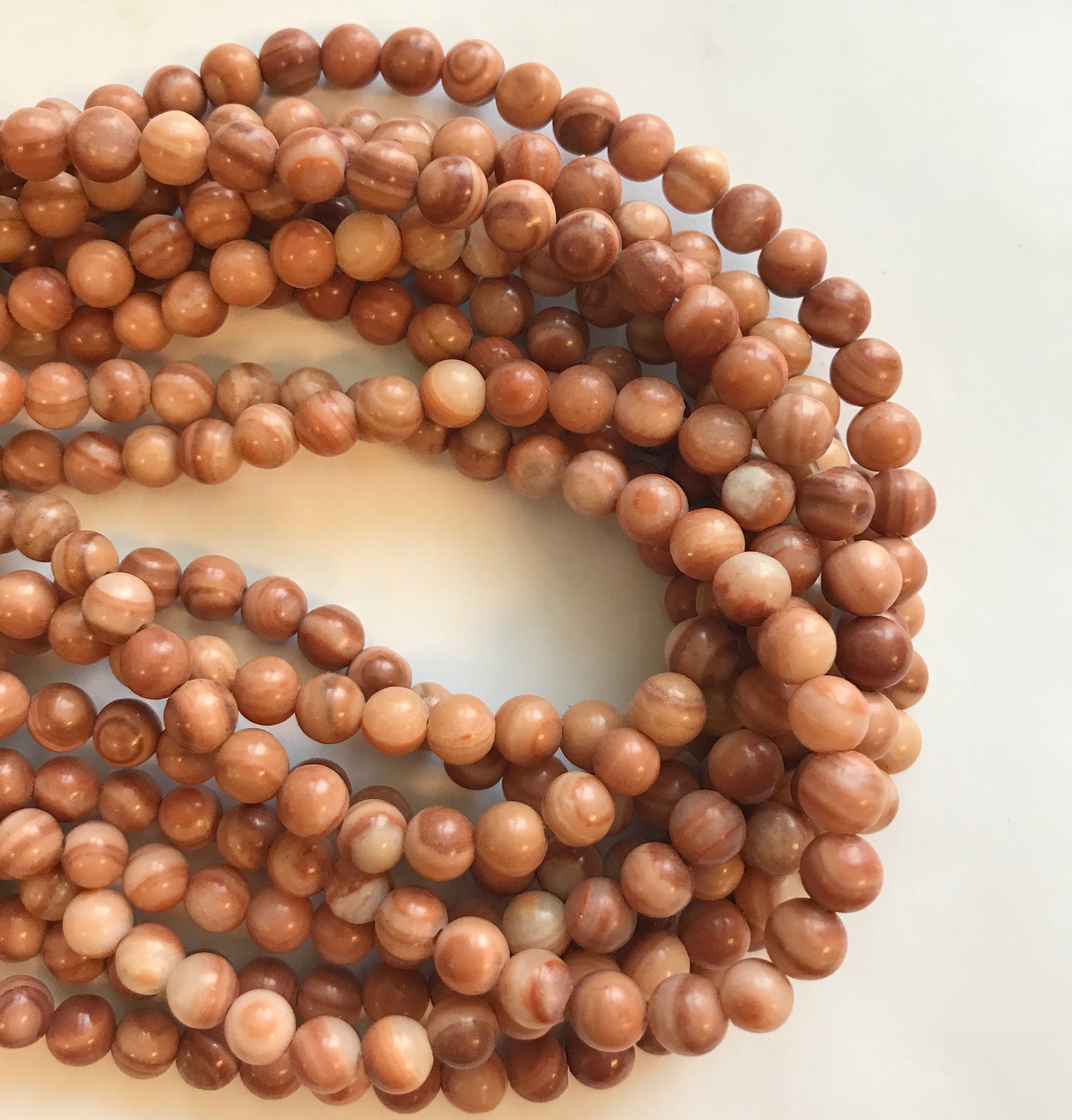 Natural Red Jasper  6mm Round Gemstone Beads--15.5"