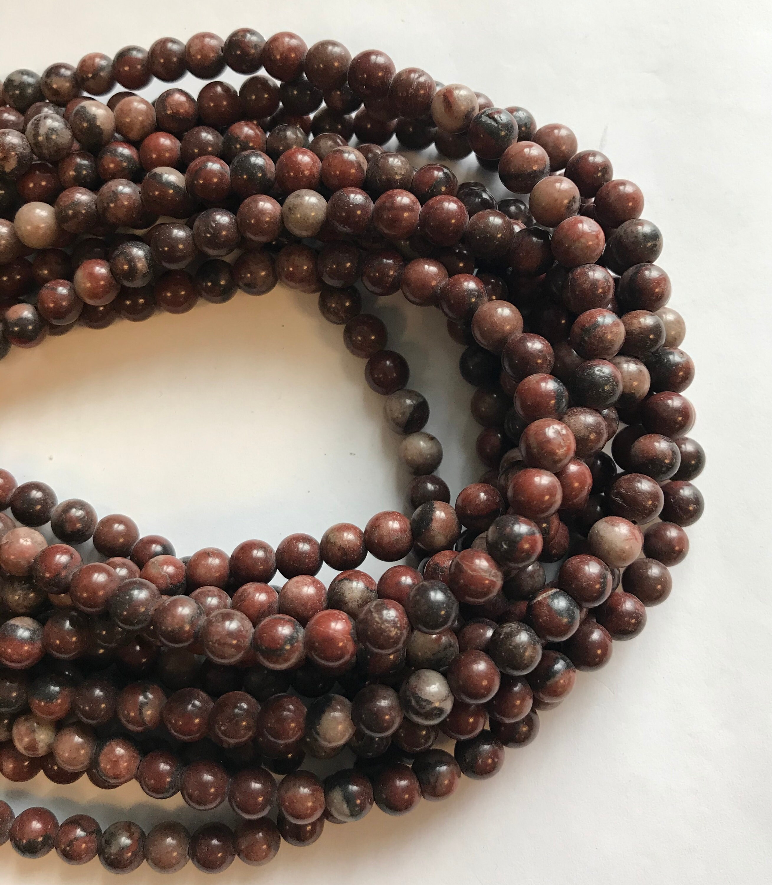 Natural Red Jasper  6mm Round Gemstone Beads--15.5"