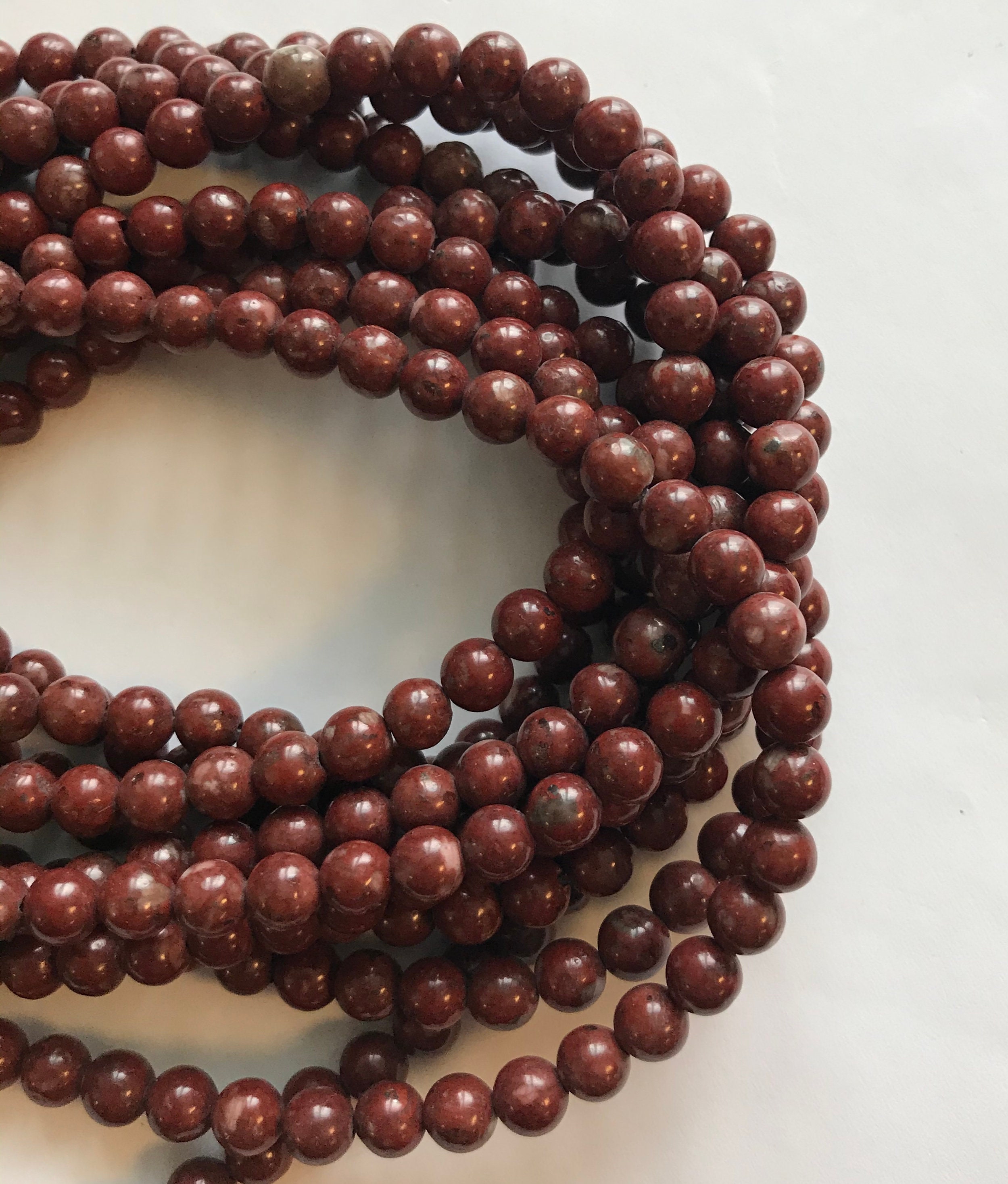 Natural Red Jasper  6mm Round Gemstone Beads--15.5"