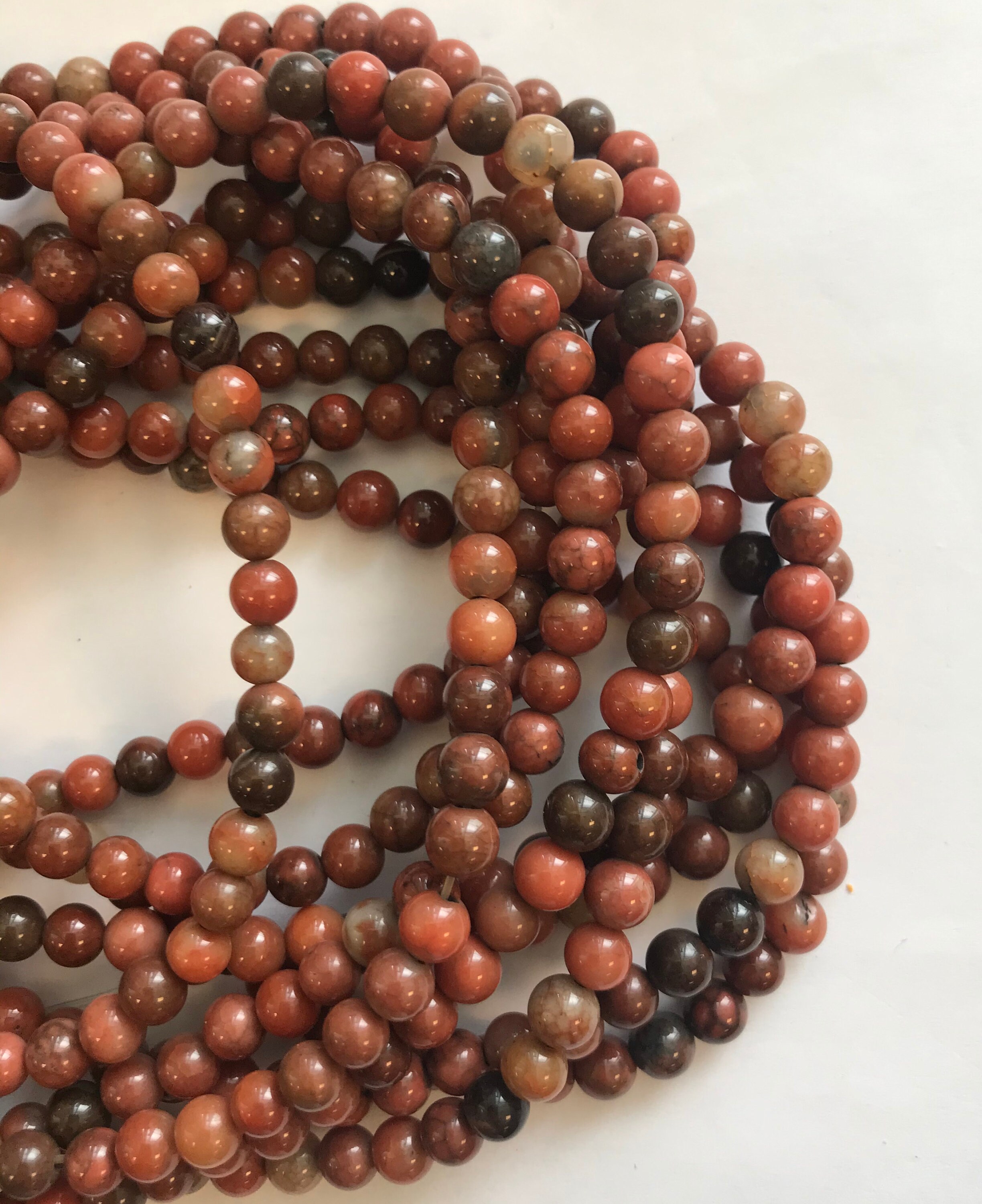 Red Jasper Smooth Round Natural 6mm Gemstone Bead-12 Inch Strand-