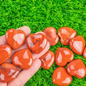 1 Pc Red Jasper Heart Hearts Healing Stone - Size approximately 30x30mm / 1" x 1" - Natural Gemstone Hearts