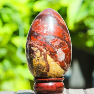 125MM Large Red Jasper Egg: Root Chakra Healing Stone
