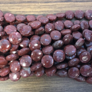 red jasper 12x5mm flat coin gemstone bead -15.5''
