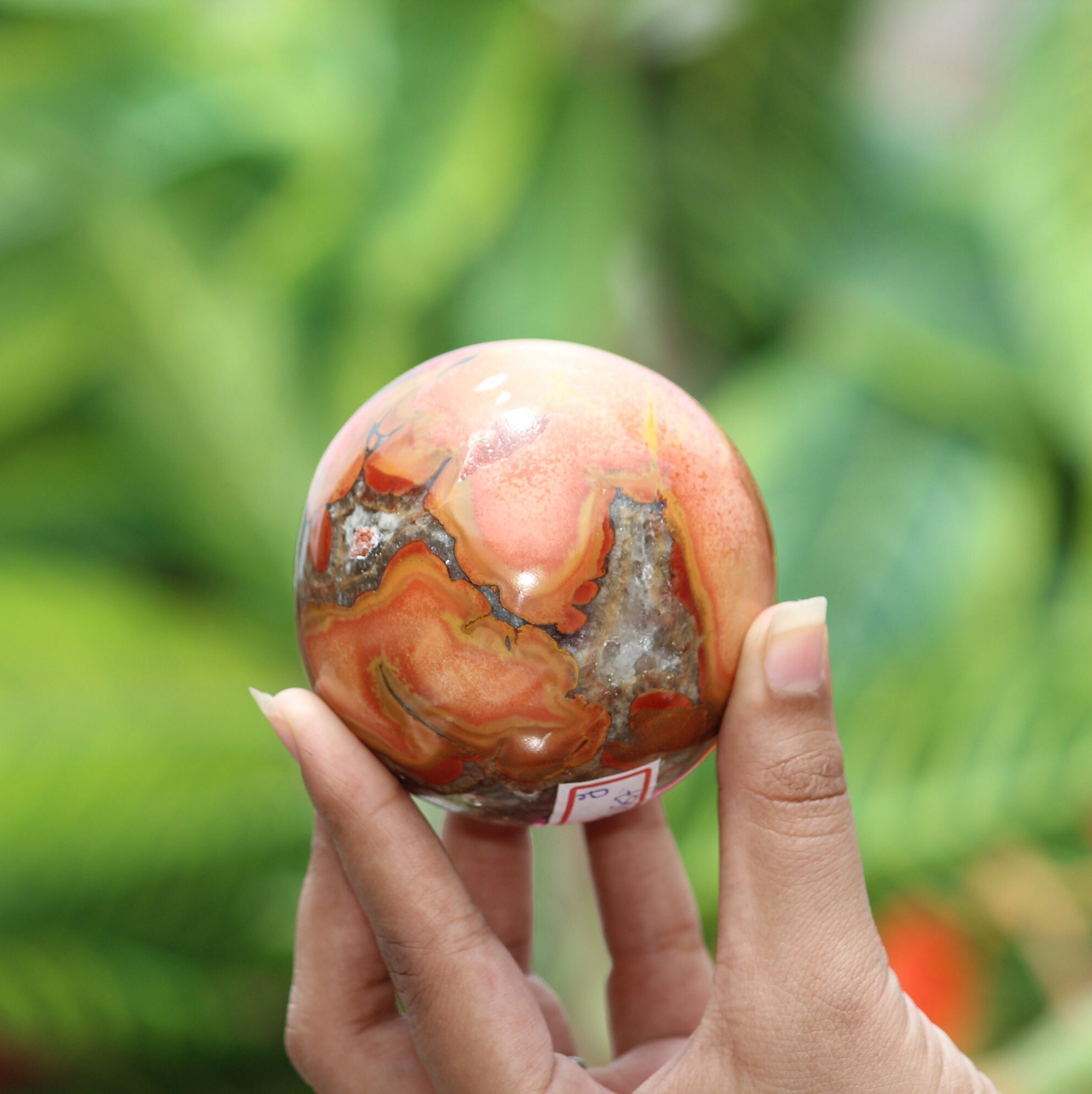 A+ 65mm Red Jasper Sphere: Polished Healing Crystal Ball, Grounding Stone