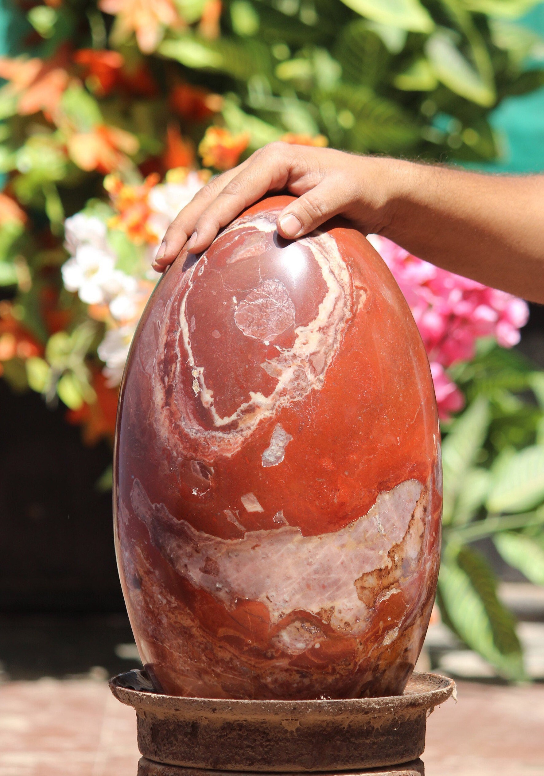 Aaa+ Xxxl Red Jasper Lingam: Hand-carved Meditation Stone, Home Decor (415mm/31kg)