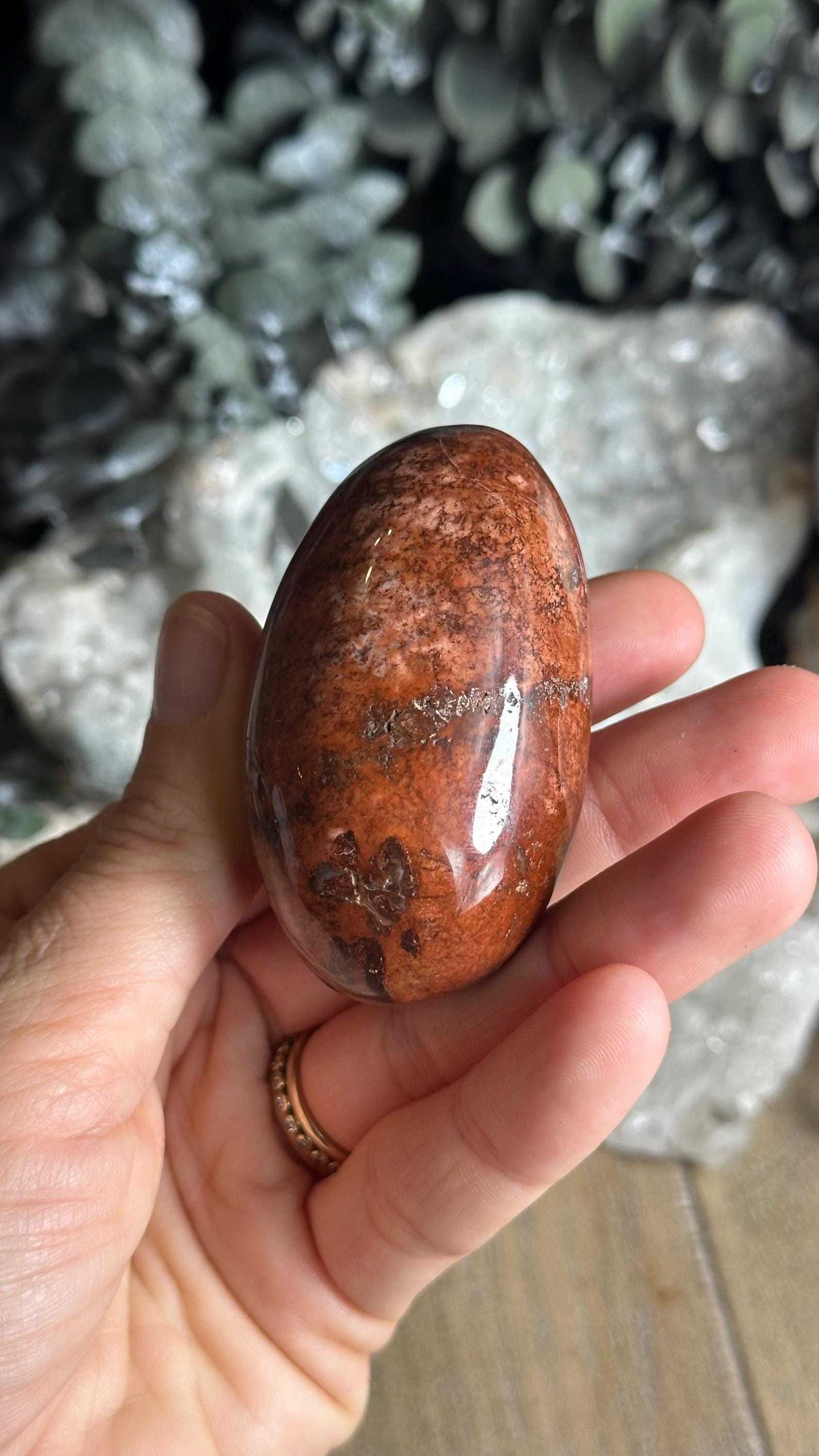 Brecciated Red Jasper Palmstone, Palm Stone