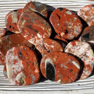 Brecciated Jasper Smooth Stones, Red Jasper Palm Stones, Jasper Gemstone, Calming & Grounding Stone, Mental Clarity Stone, Healing Stone
