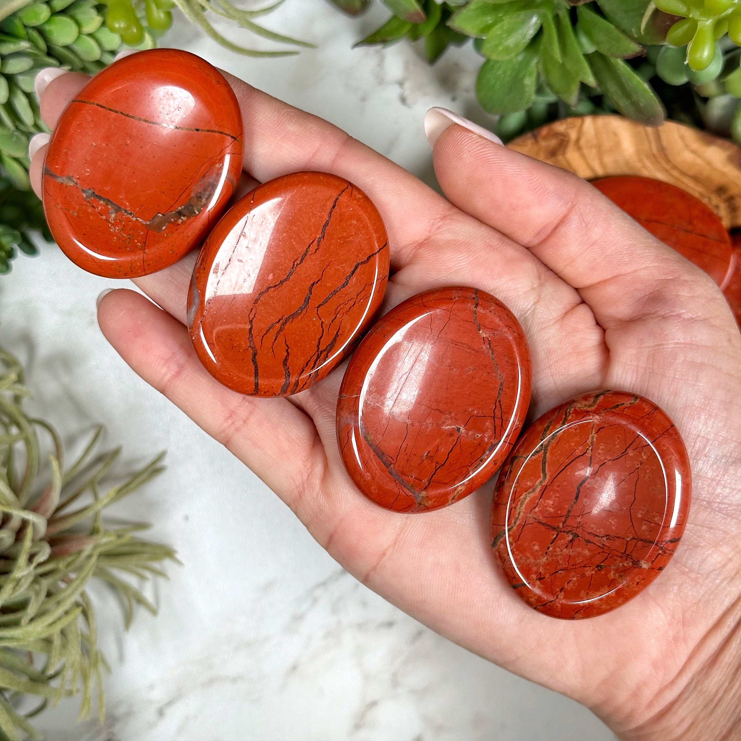 Red Jasper Calming Stone | 38mm | - No. 364 (red Pocket Worry Crystal, Root Chakra, Grounding)
