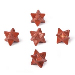 Carved Red Jasper Gemstone Crystal Merkaba Star Energy Healing Sacred Geometry Chakra Stone