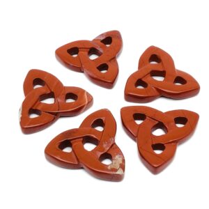 Red Jasper Celtic Knot Carved Stone - Trinity Crystals Gemstone - Making Jewelry - Healing Crystals - CK1007