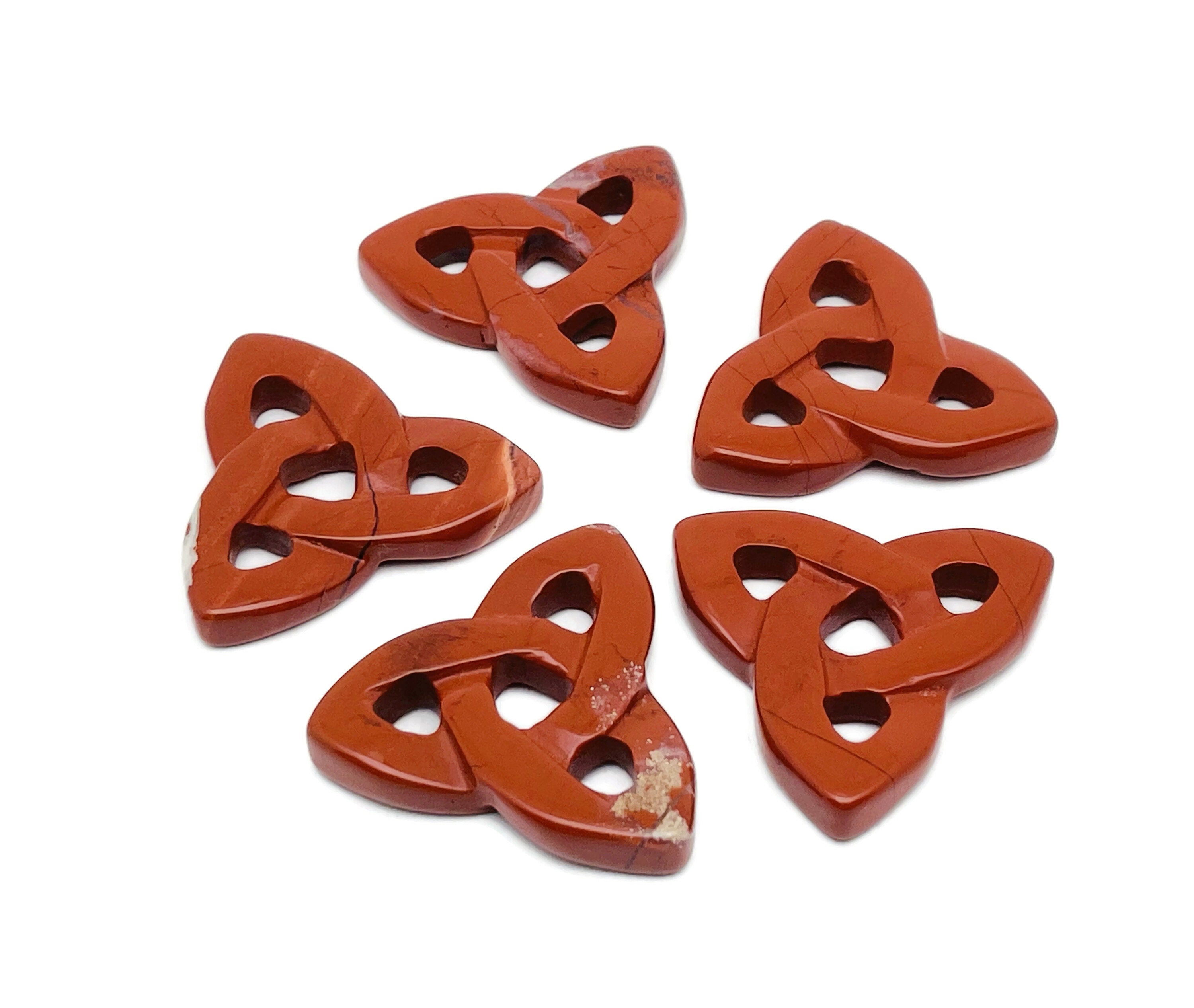 Red Jasper Celtic Knot Carved Stone - Trinity Crystals Gemstone - Making Jewelry - Healing Crystals - Ck1007