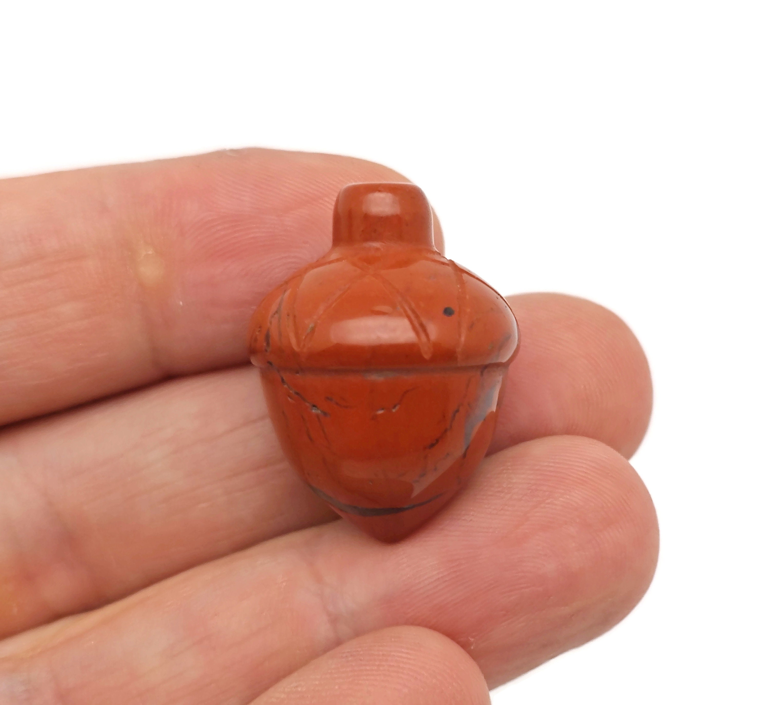 Red Jasper Crystal Acorn Carved - Reiki Healing - Home Crystal Decoration - Crystal Ornament - Crystal Healing - 26mm - Ac1005