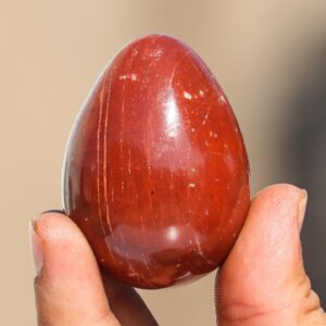 Red Jasper Crystal Egg: Reiki Charged Healing Stone (55MM)