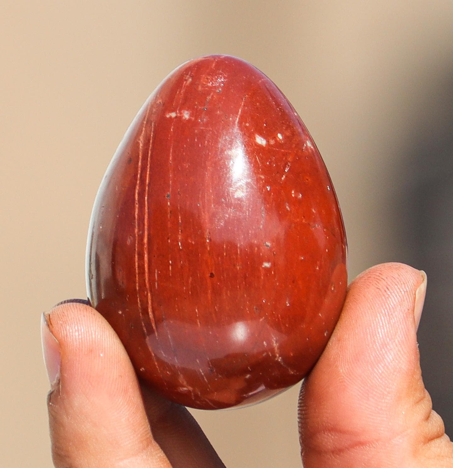 Red Jasper Crystal Egg: Reiki Charged Healing Stone (55mm)