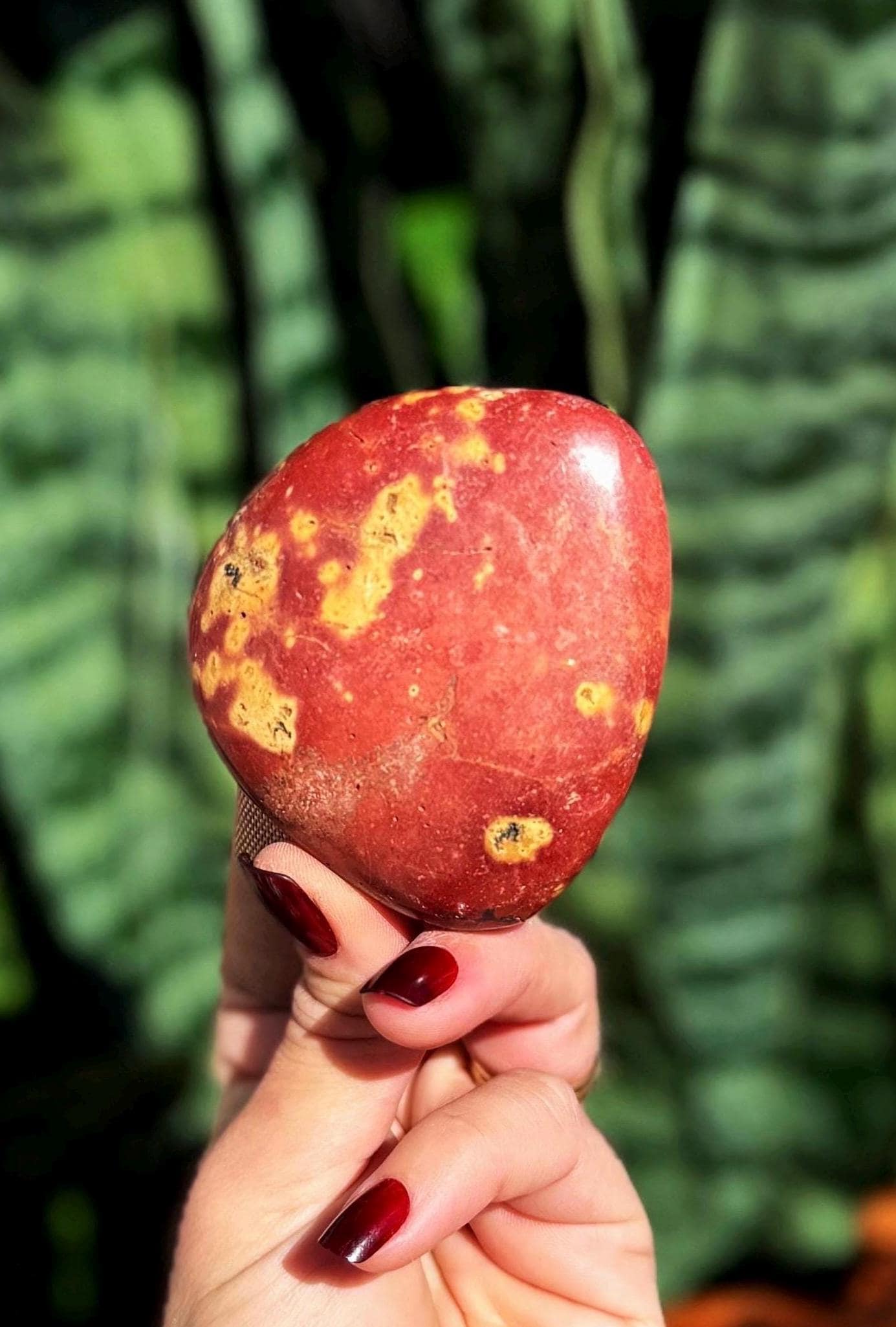 Red Jasper Crystal Palm Stone - For Grounding, Vitality, And Motivation