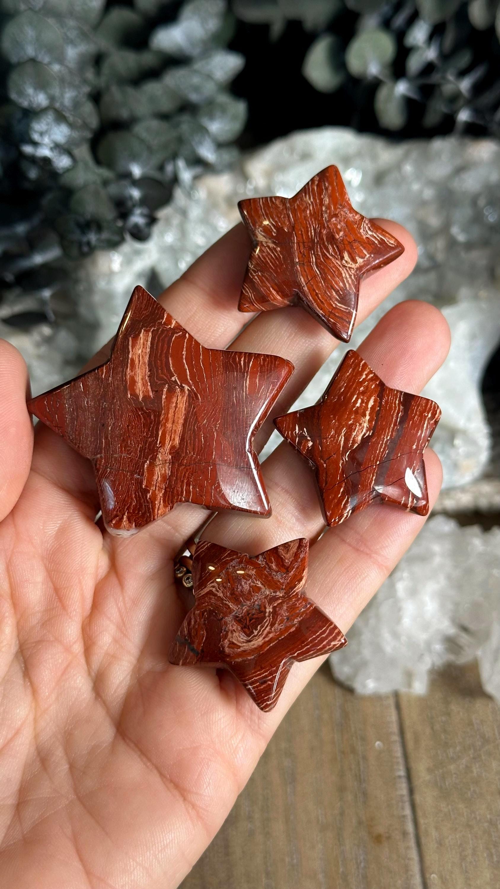 Red Jasper Crystal Star, Gemstone Carving