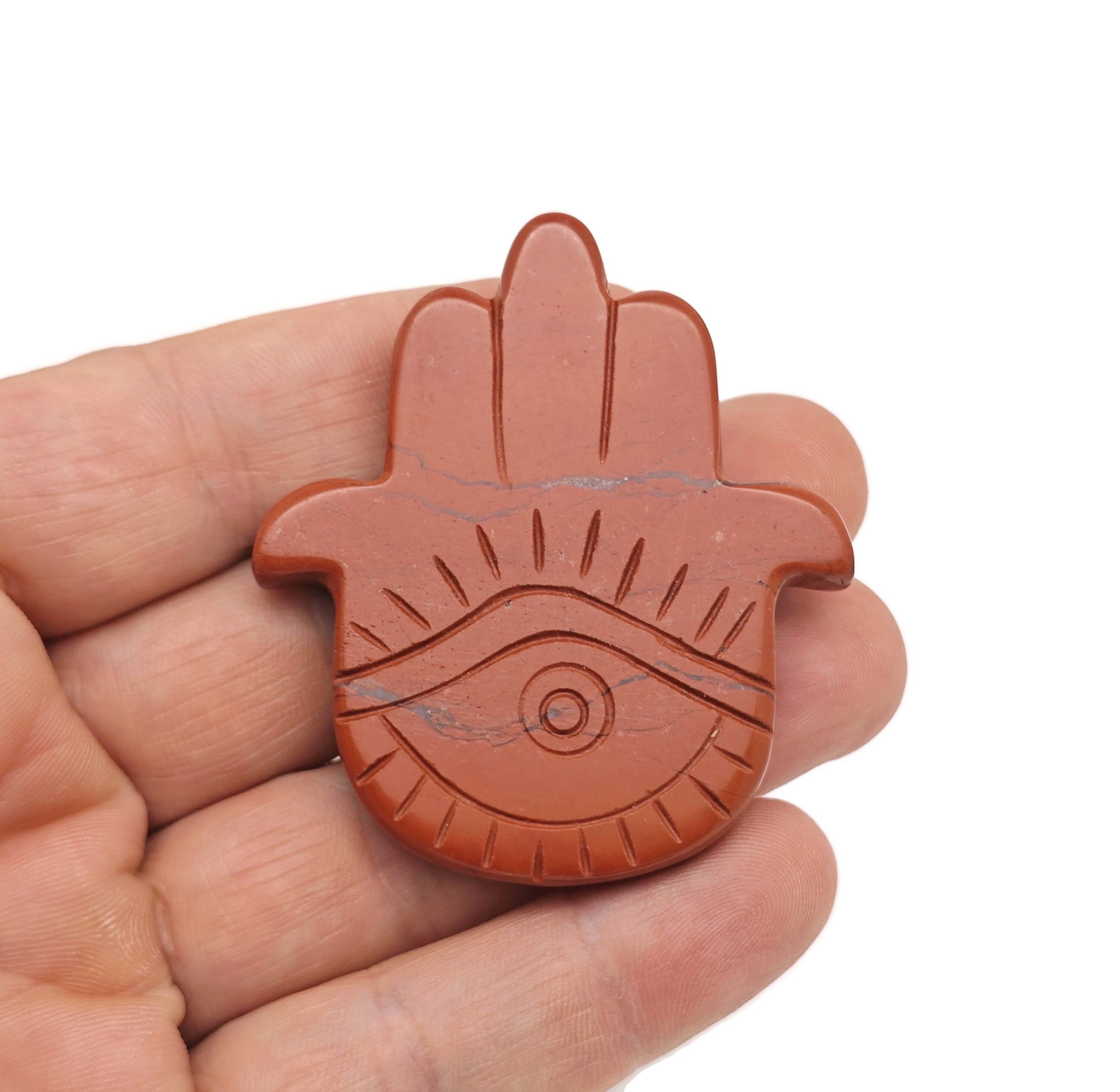 Red Jasper Evil Eye Hand Gemstone Carving - Pocket Crystal - Crystals Chakra - Meditation Crystal - Energy Gift For Her - El1011
