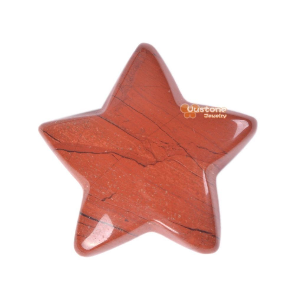G6174.1 30mm Carved Red Jasper Gemstone Crystal Healing Star Stone