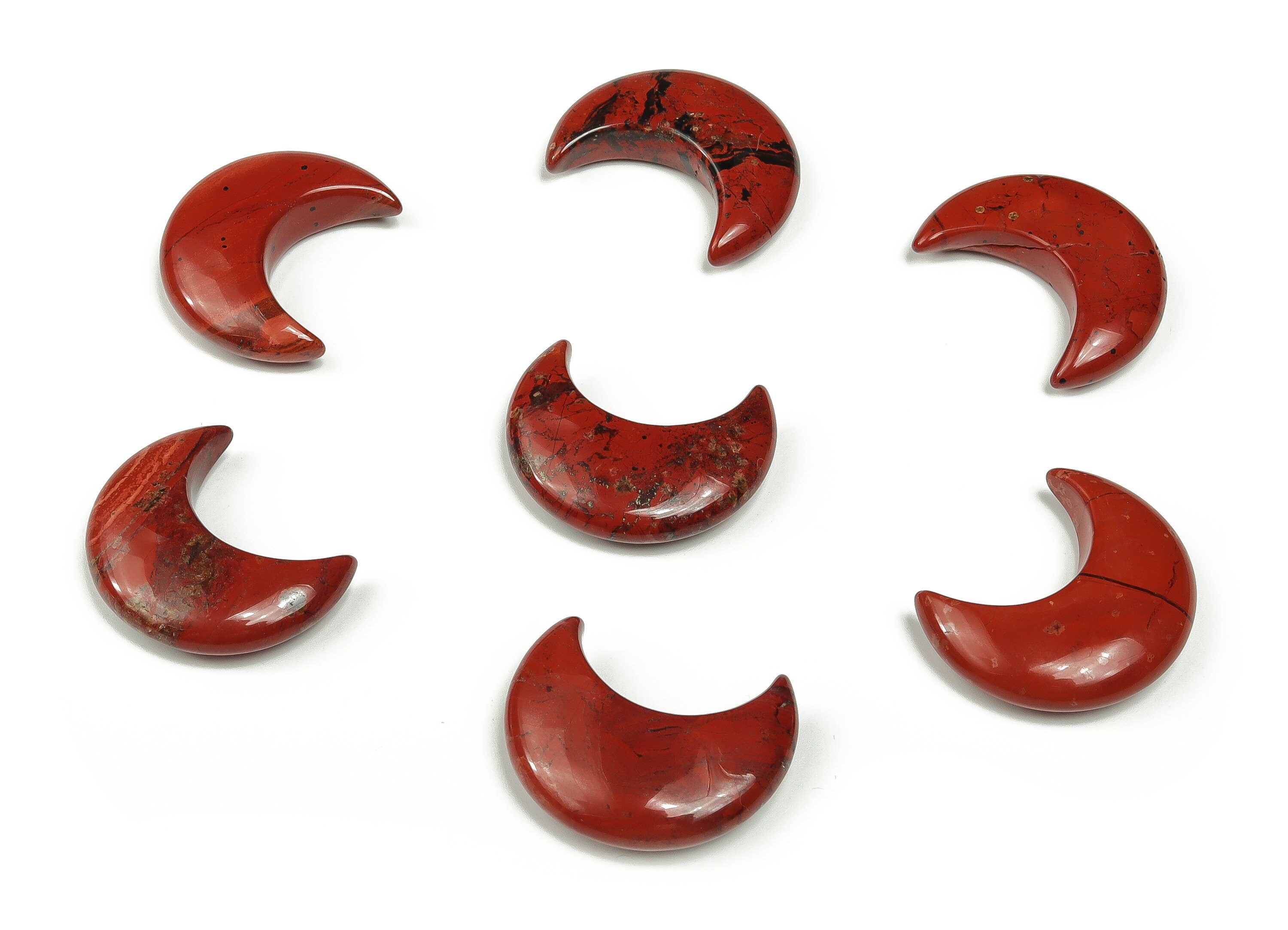 Red Jasper Gemstone Moon - Crystal Moon - Carved Moon - Healing Crystal - Gemstone Crescent – 3×1.6cm – Mo1038