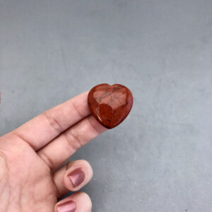 Red Jasper Heart Carving (1 3/16") for Crystal Grids, Fidget Pocket Stone, Root & Sacral Chakra, Strength, Kundalini Activation, Rituals