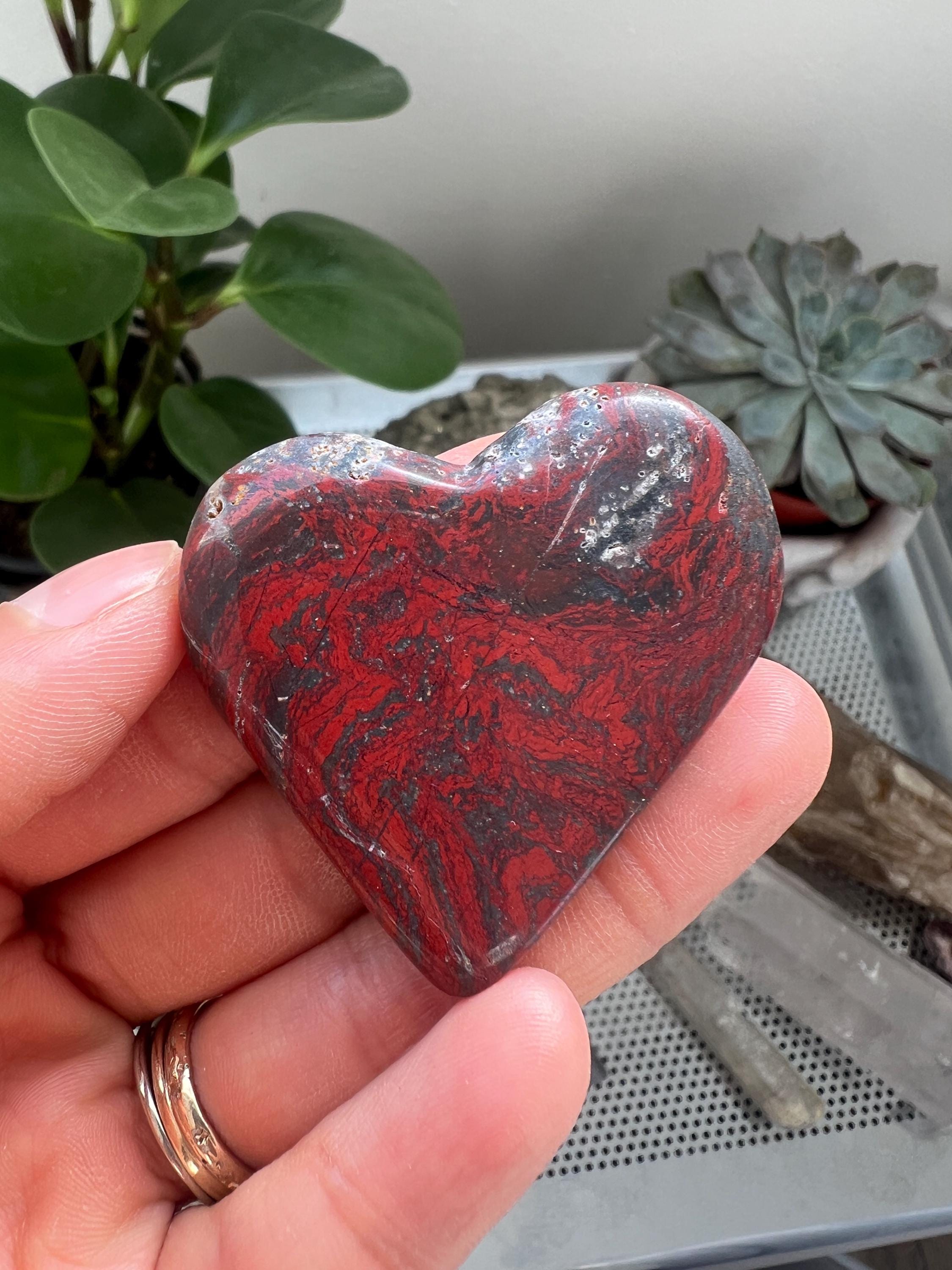 Polished Red Jasper Heart, Root Chakra Stone, Vitality And Motivation Enhancer