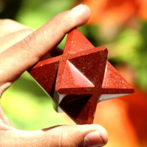 Large 55MM Red Jasper Merkaba Star: Healing Reiki Crystal
