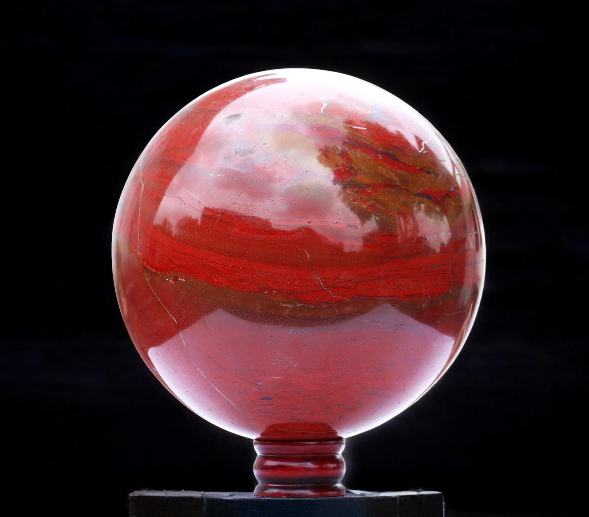 Giant Red Jasper Sphere – Natural Stone Crystal Ball, Root Chakra Decor (230mm-255mm)