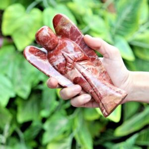 Large 170MM Red Jasper Angel Figurine: Reiki Healing Stone, Home Decorative