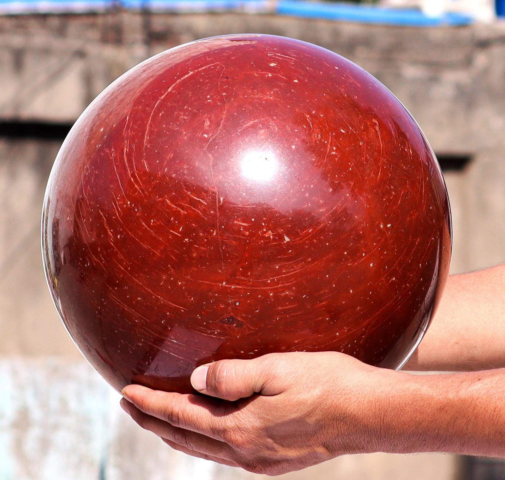 Large Red Jasper Crystal Sphere: Chakra Balancing Meditation Stone, 9.5 Inch