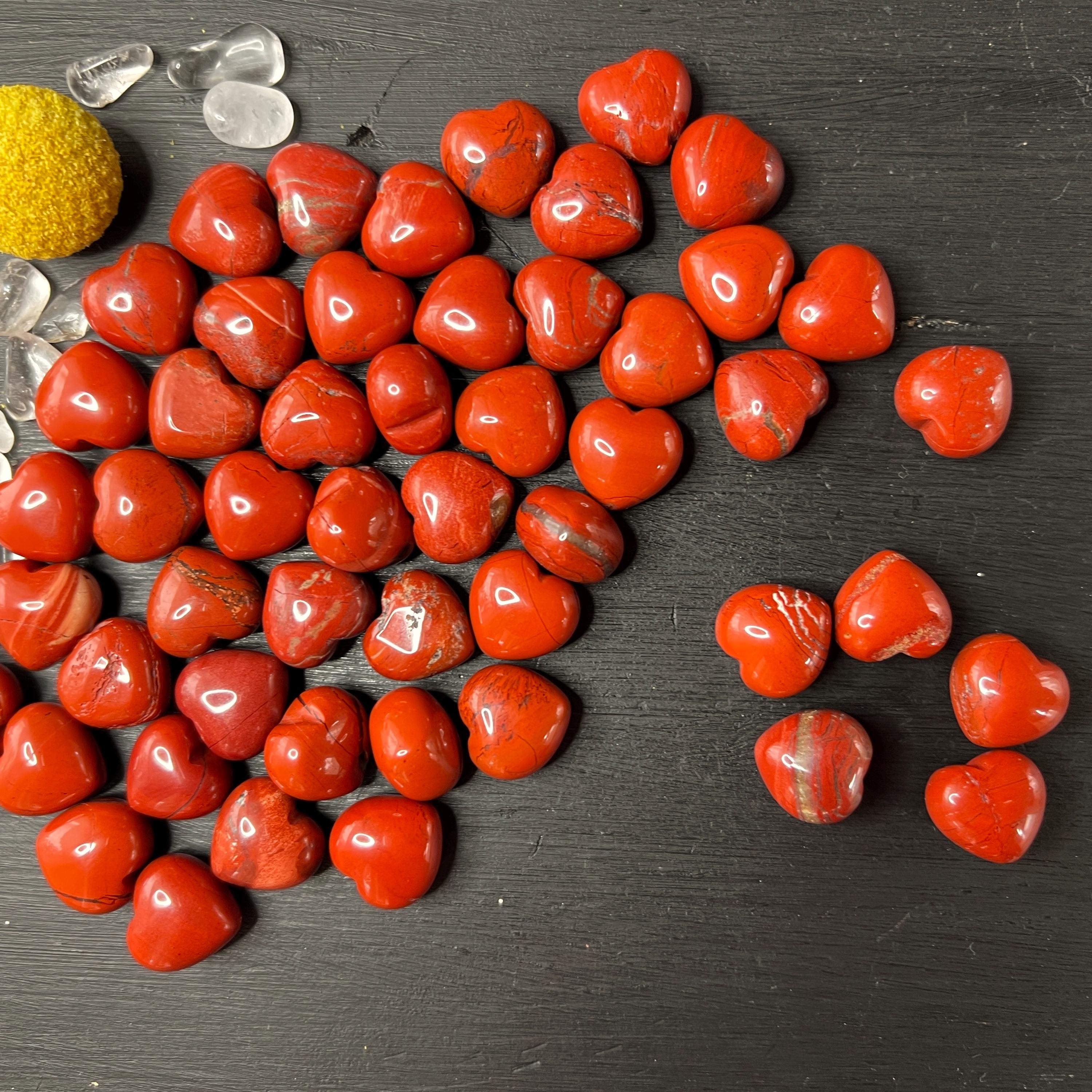 Mini Red Jasper Puffy Heart , Protection Crystal , Root Chakra Stone , Small Gift Of Strength