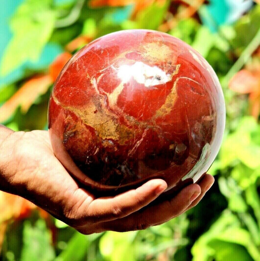 Huge Natural 150mm Red Jasper Sphere: Healing Reiki Power Stone