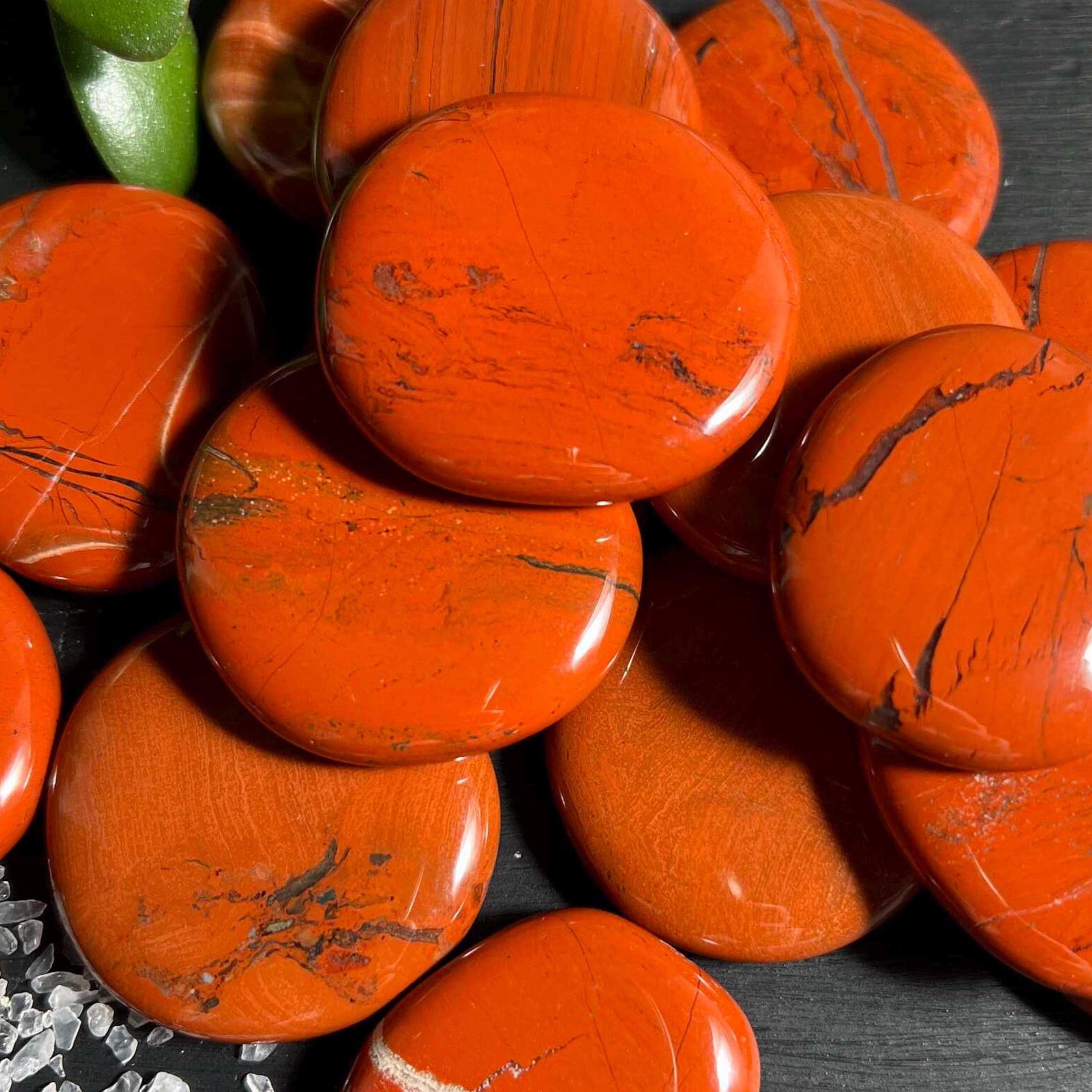 Red Jasper Palm Stone | Flat Grounding Crystal From South Africa | For Stability & Strength