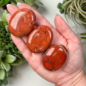 Red Jasper Palmstone | 1-2 Oz | - No. 109 (polished Crystal Pocket Stone Palm, Root Chakra, Grounding)