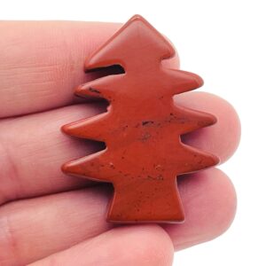 Red Jasper Pine Tree Gemstone - Crystal Christmas Tree carving - Handmade Tree Stone - TR1005