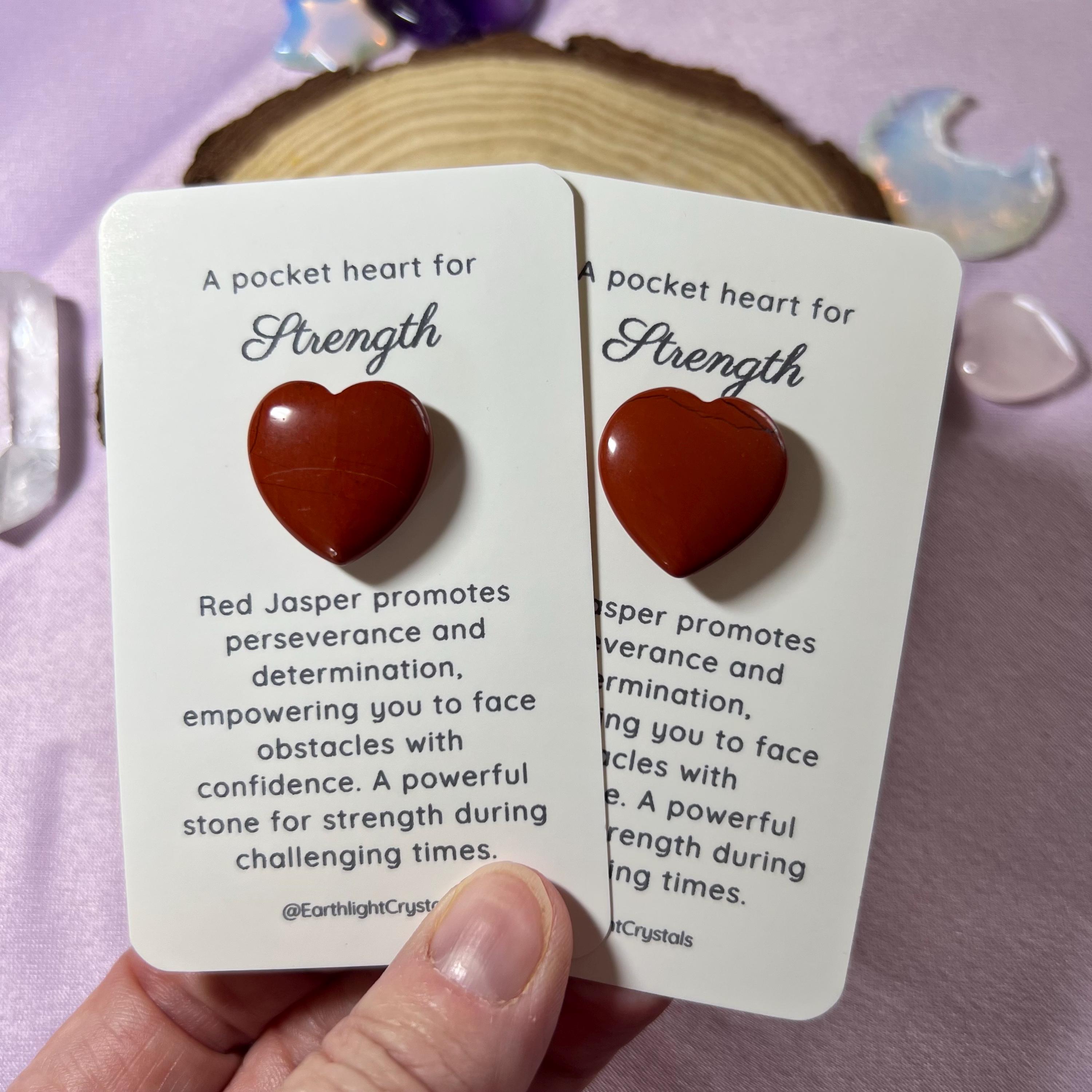 Red Jasper Pocket Heart Crystal Healing Gift For Strength