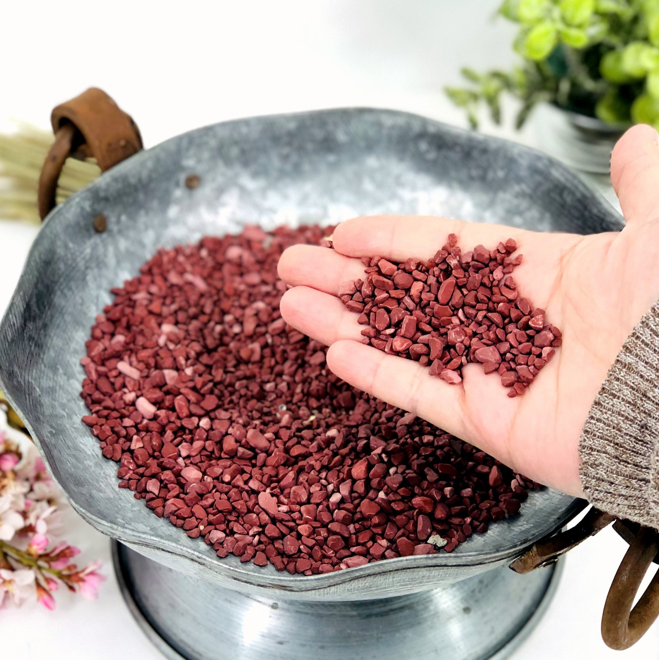 Red Jasper Crystal Chips - Tiny Tumbled Stones, 1 Pound