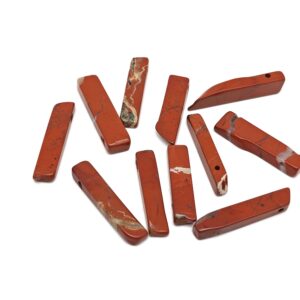 Red Jasper Drilled Tumbled Stones - Rectangle Hole Tumbled Stone - Making Jewelry Cytsals - Bulk Stones - Nc1665