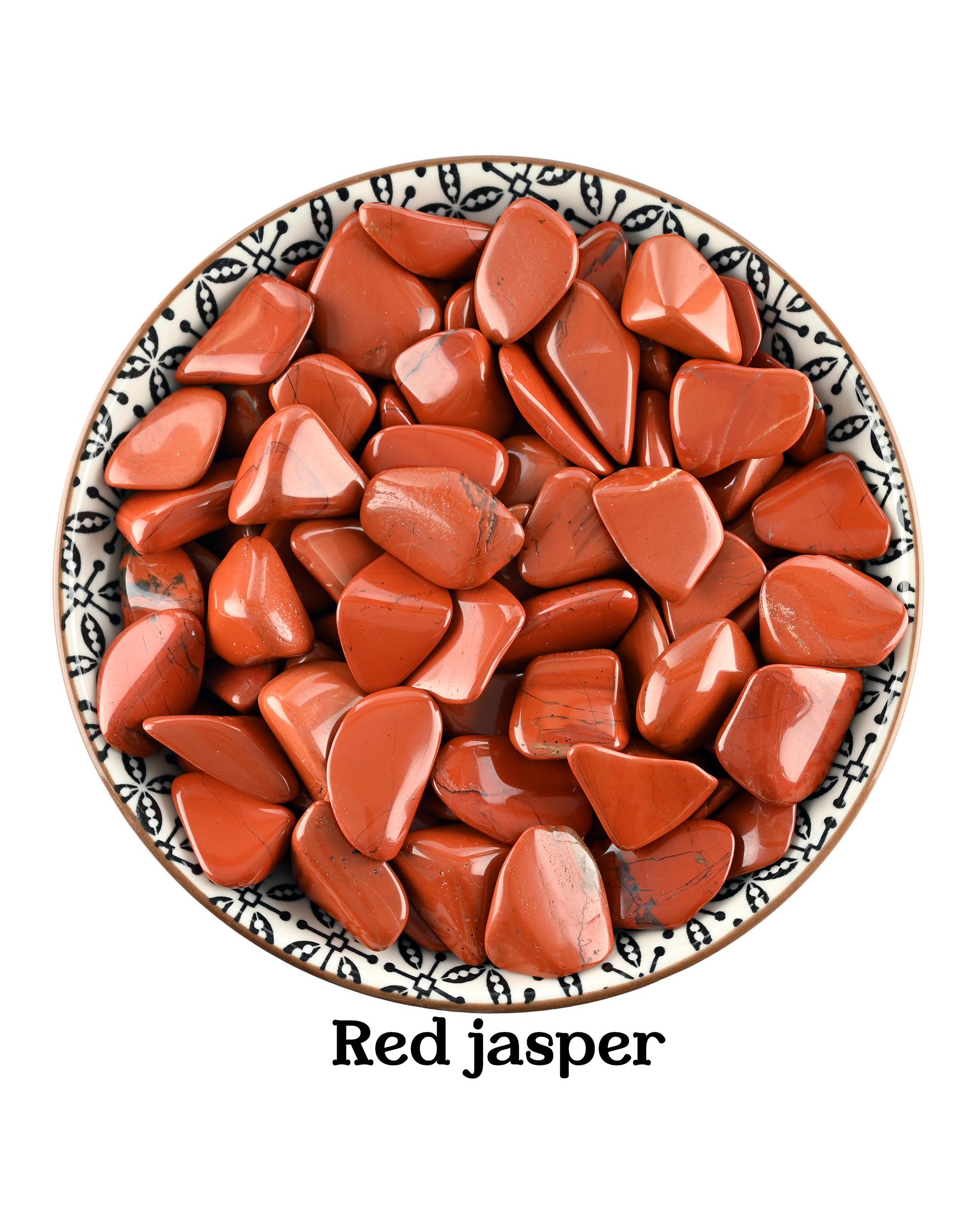 Set Of 10 Red Jasper Tumbled Stones, Brick Red Crystal, Vitality And Altar Ritual